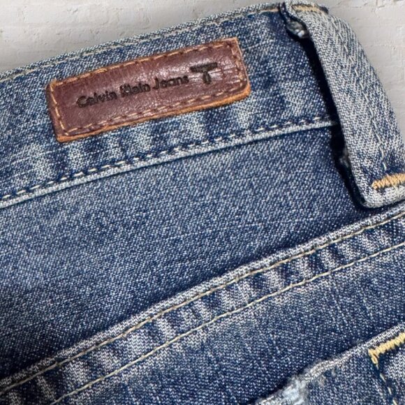 CALVIN KLEIN Cropped Cuffed Denim Jeans Pioneer Wash Women's 4 - Picture 4 of 7